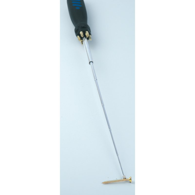 BRÜDER MANNESMANN screwdriver, black/blue, telescopic magnetic lift
