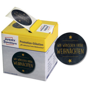 AVERY Zweckform promotieetiketten Kerst, zwart, 38 mm, 200 stuks