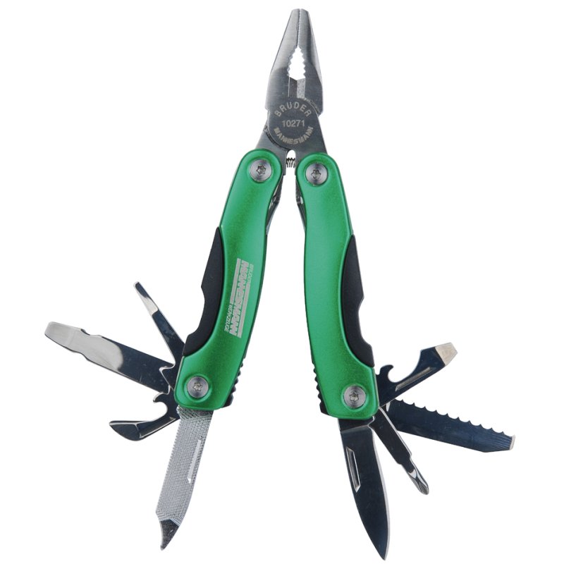 BRÜDER MANNESMANN GREEN LINE multioutil 10-en-1, vert/argent, acier inoxydable