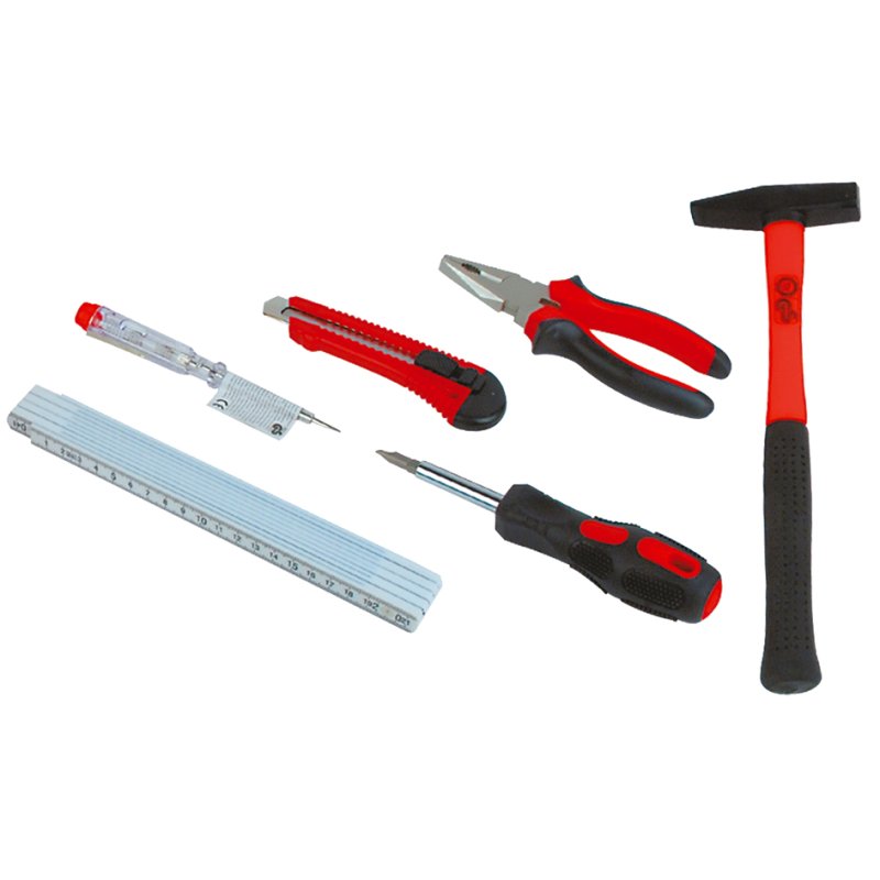 BRÜDER MANNESMANN jeu d'outils, 7 pièces, noir/rouge, sacoche ceinture nylon