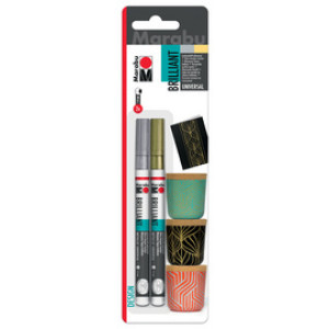 Marabu verfmarkers Brilliant Painter Basic, goud en zilver, 1-2 mm, 2 stuks
