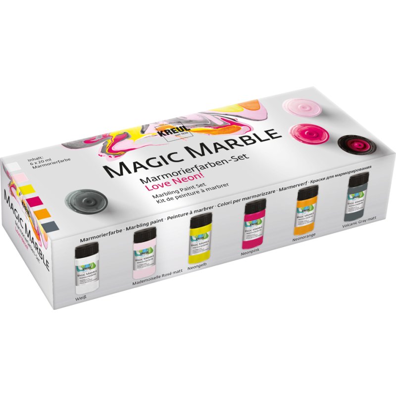 KREUL Magic Marble Love Neon paint set, 6 colours, 20 ml per pot