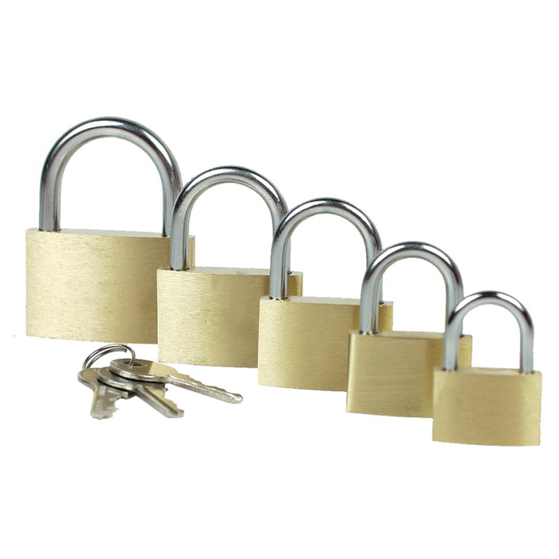 BRÜDER MANNESMANN hangslot messing, 35 mm, korte beugel, 3 sleutels