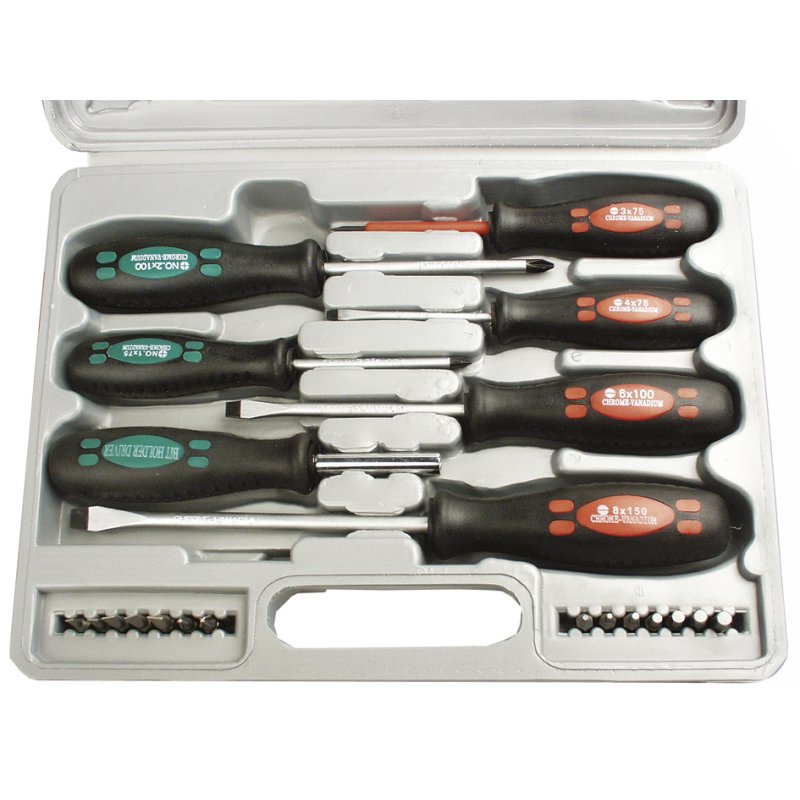 BRÜDER MANNESMANN screwdriver set, chrome vanadium, in plastic case