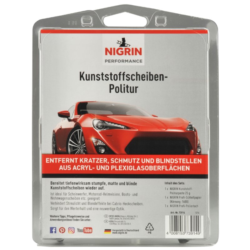 NIGRIN plastic polishing set, 3-piece, 25 g paste