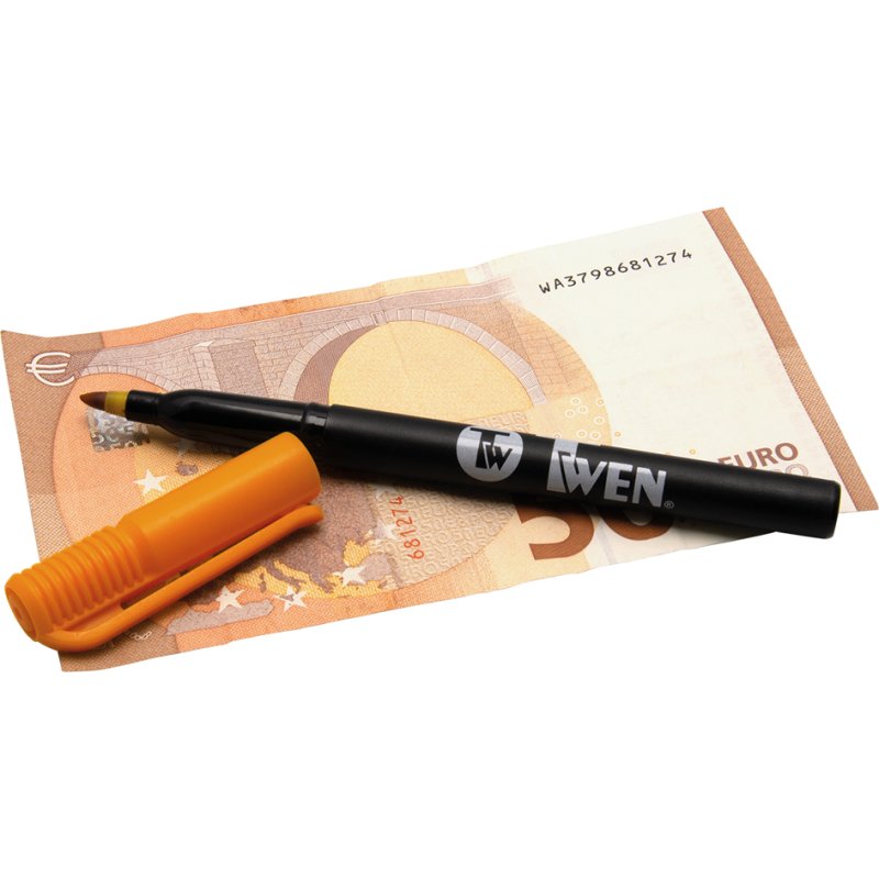 TWEN valsgeld detectiestift, oranje/zwart, alle valuta's