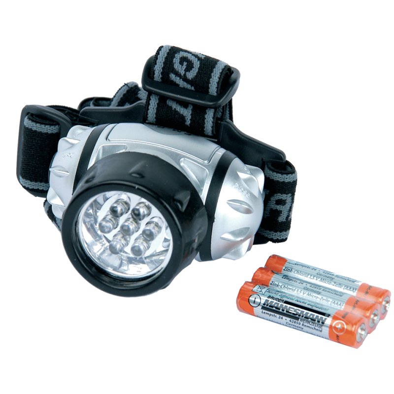 BRÜDER MANNESMANN LED hoofdlamp zwenkbaar, 7 LEDs, waterproof, 3 lichtsterktes