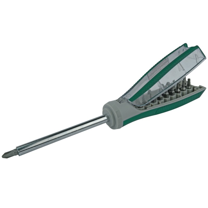 BRÜDER MANNESMANN GREEN LINE tournevis 19-en-1, avec jeu de embouts, argent
