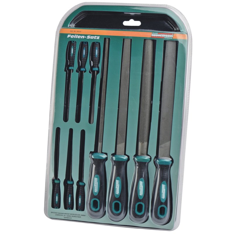 BRÜDER MANNESMANN GREEN LINE file set for workshop, 10-piece, green/black