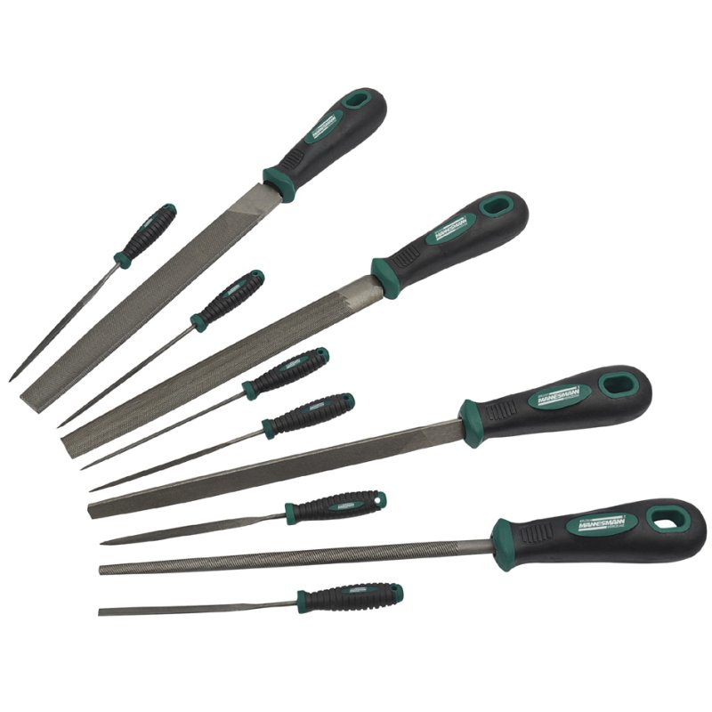 BRÜDER MANNESMANN GREEN LINE file set for workshop, 10-piece, green/black