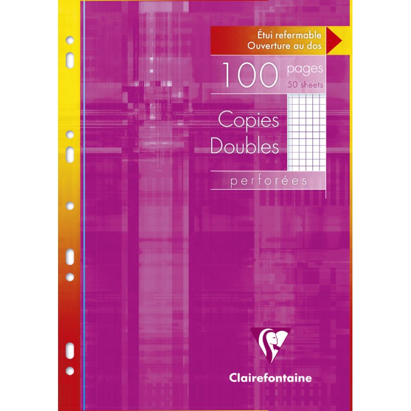 Clairefontaine cahier double A4, réglure seyes carreaux 5/5, 100 pages