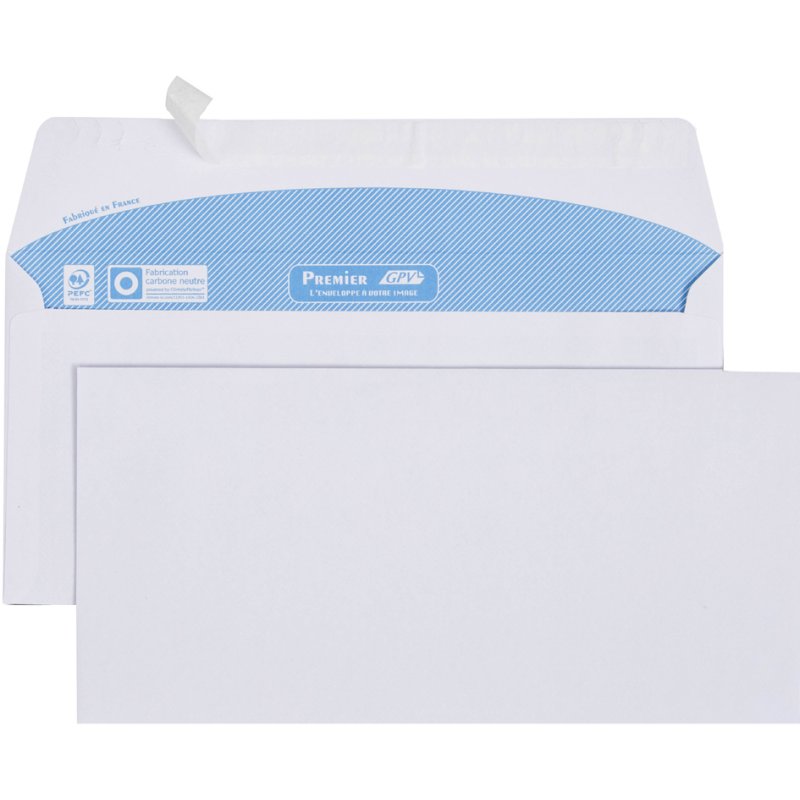 GPV enveloppes à fenêtre 110 × 220 mm, auto-adhésives, blanches, 100 pièces