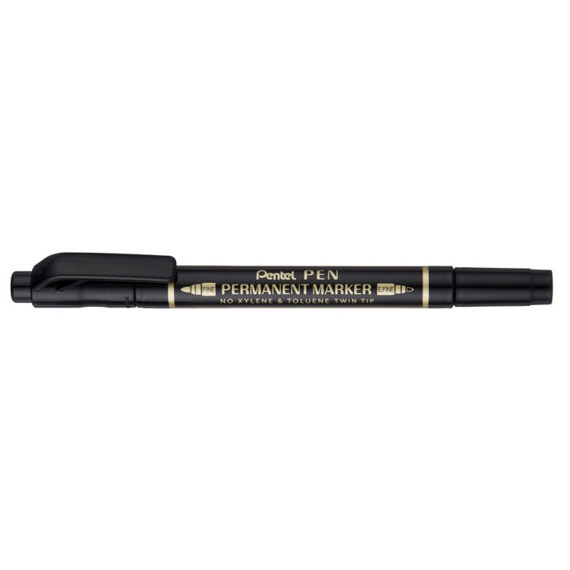 Pentel marqueur permanent double pointe, noir, 0,4-1,2 mm