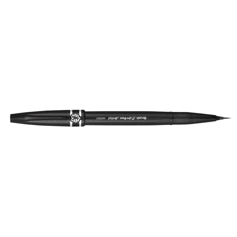 Pentel Sign Pen Artist brush pens, set of 4, black/grey/pink/light blue