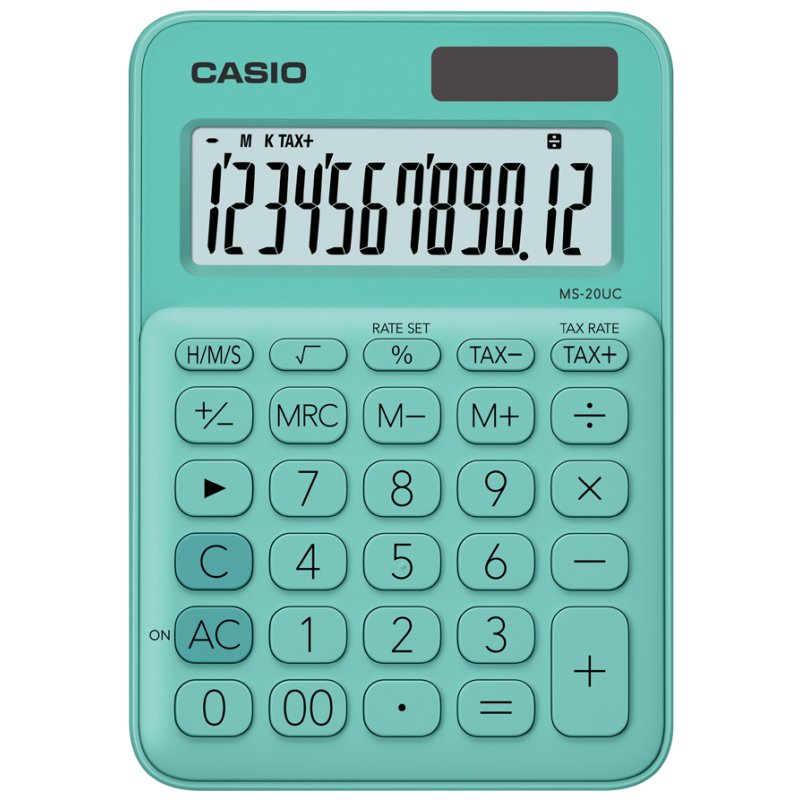 CASIO rekenmachine MS-20UC-BU, 12-cijferig, blauw
