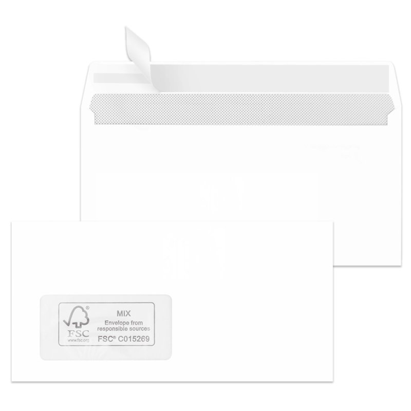 MAILmedia enveloppes DIN long, auto-adhésives, blanches, 500 pièces