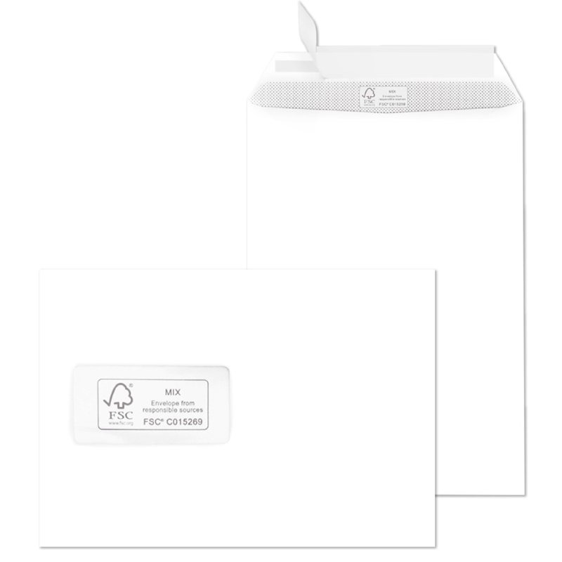 MAILmedia enveloppes d'expédition C4 avec fenêtre, blanc, 229×324 mm, 250 pcs