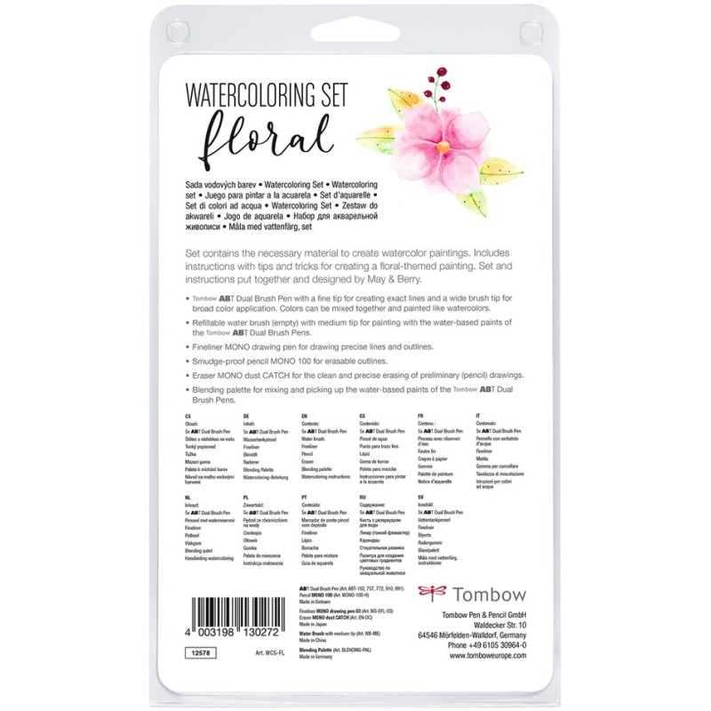 TOMBOW aquarelset Floral, 11-delig, watervermalbare markers