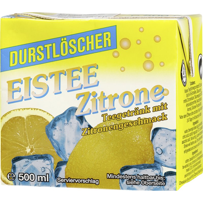 Durstlöscher Iced tea lemon, with straw, 12×500 ml