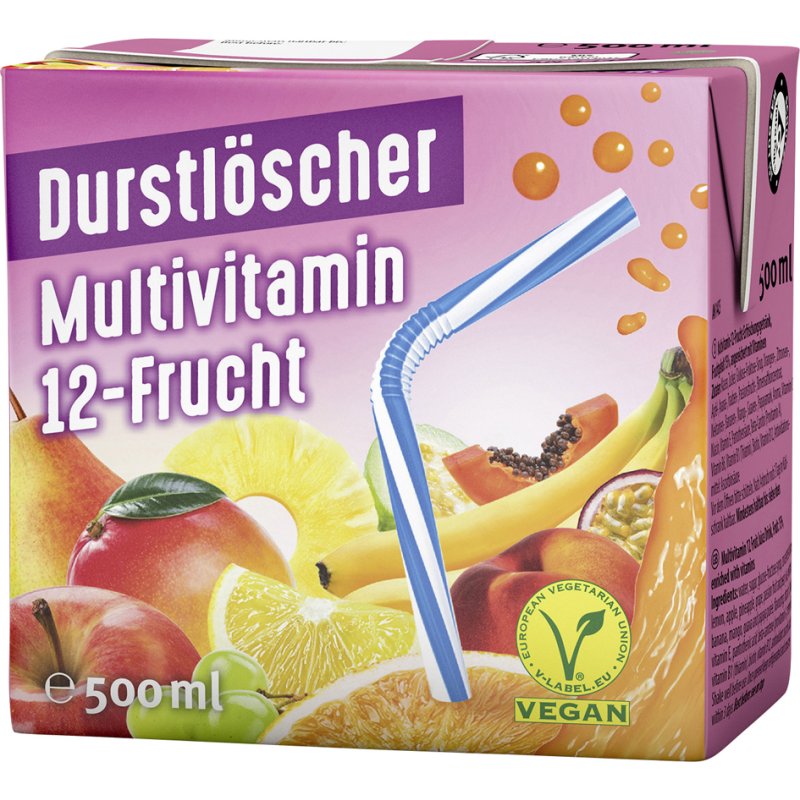 Durstlöscher Multivitamin Soft Drink, 12 fruits, 12×500 ml