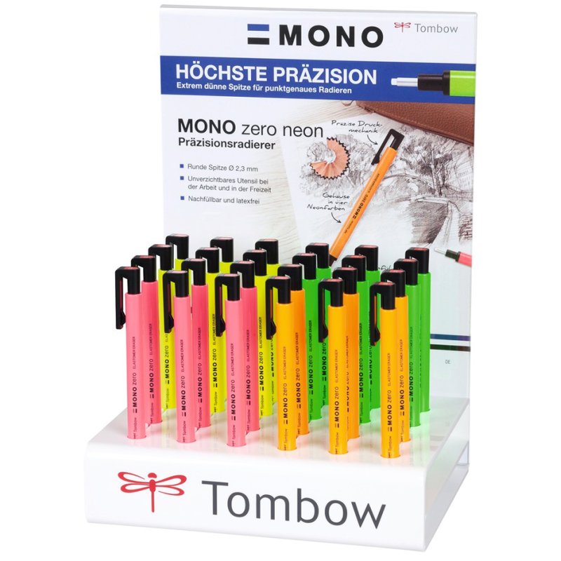 TOMBOW gum potlood MONO zero Neon, 24 stuks display