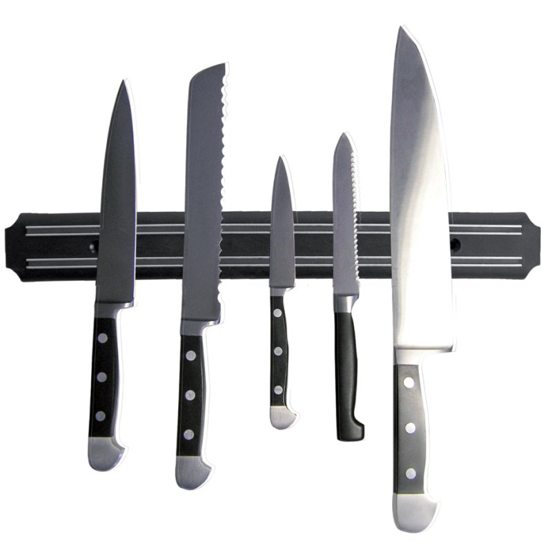 HYGOSTAR porte-couteaux magnétique, plastique noir, 55 cm, conforme HACCP