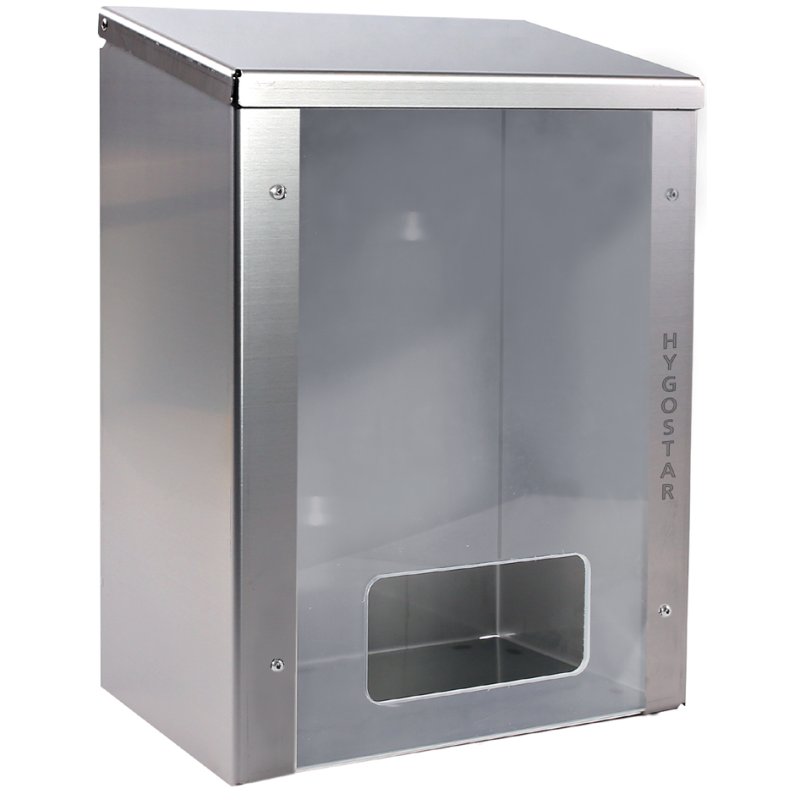 HYGOSTAR distributeur acier inoxydable avec plexiglas pour vêtements jetables, 300×200×430 mm