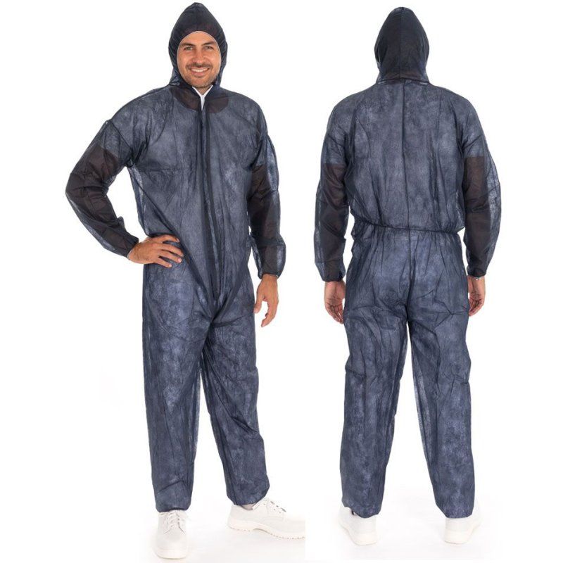 HYGOSTAR combinaison jetable avec capuche, bleu foncé, XXL, 5 pièces