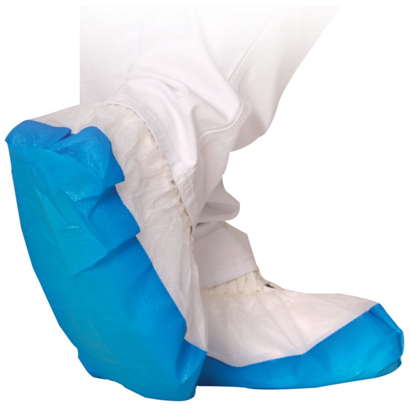 HYGOSTAR PP overshoes with CPE sole, white/blue, 50 pieces
