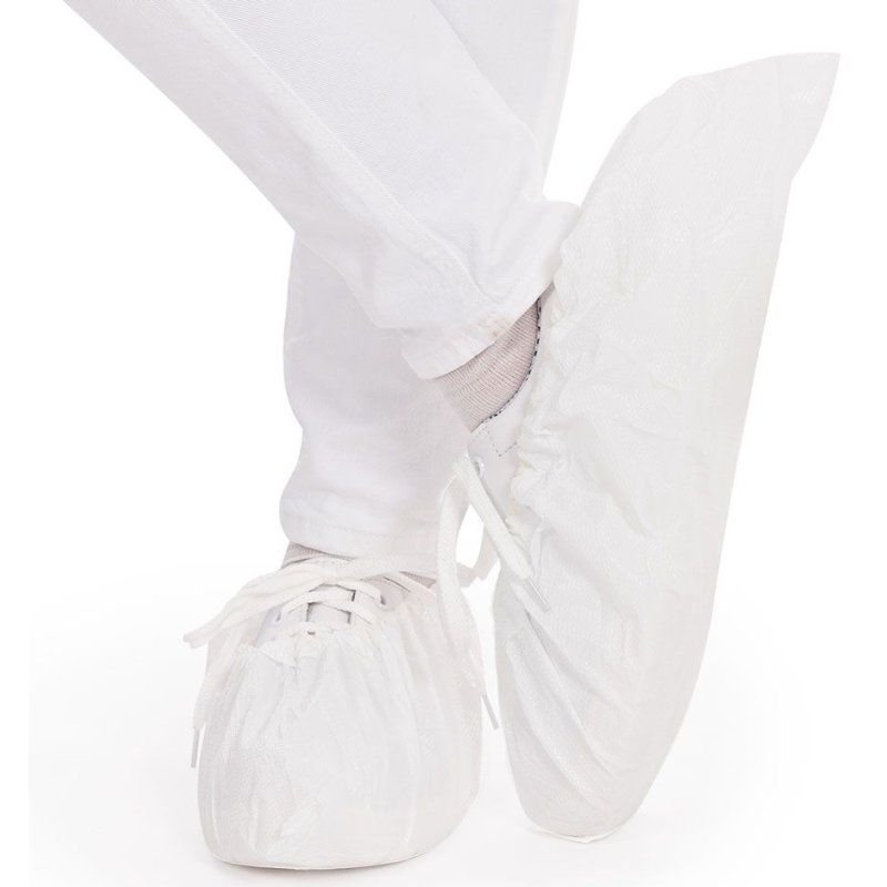 HYGOSTAR Couvre-chaussures CPE antidérapant, blanc, 50 pièces