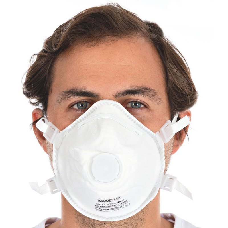HYGOSTAR FFP3 masque anti-poussière avec soupape, blanc, 10 pièces