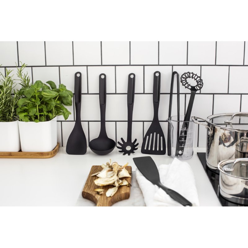 GastroMax soeplepel met hoge wand, zwart, hittebestendig tot 260°C
