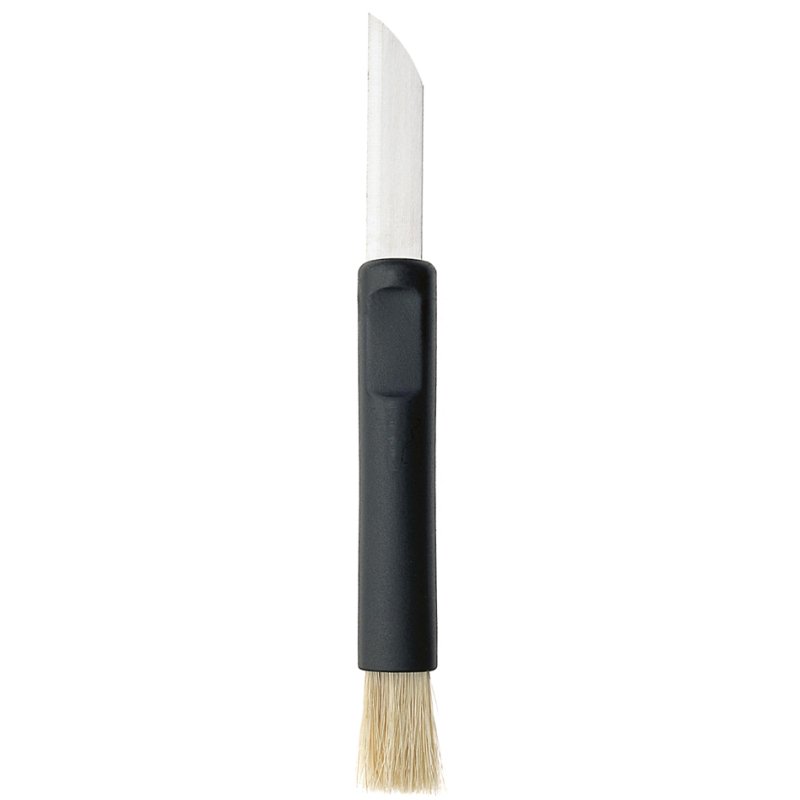 GastroMax paddenstoelenmesje, zwart, mes en borstel in één, 20×15×195 mm