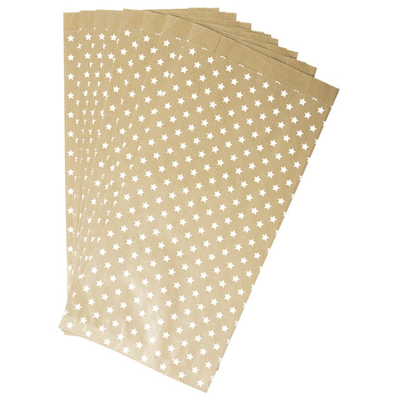 Clairefontaine sachets papier fond plat rayé, papier kraft, 110×50×210 mm, 50 pièces