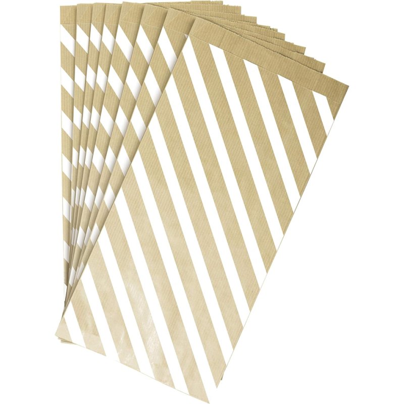 Clairefontaine sachets papier fond plat rayé, papier kraft, 110×50×210 mm, 50 pièces