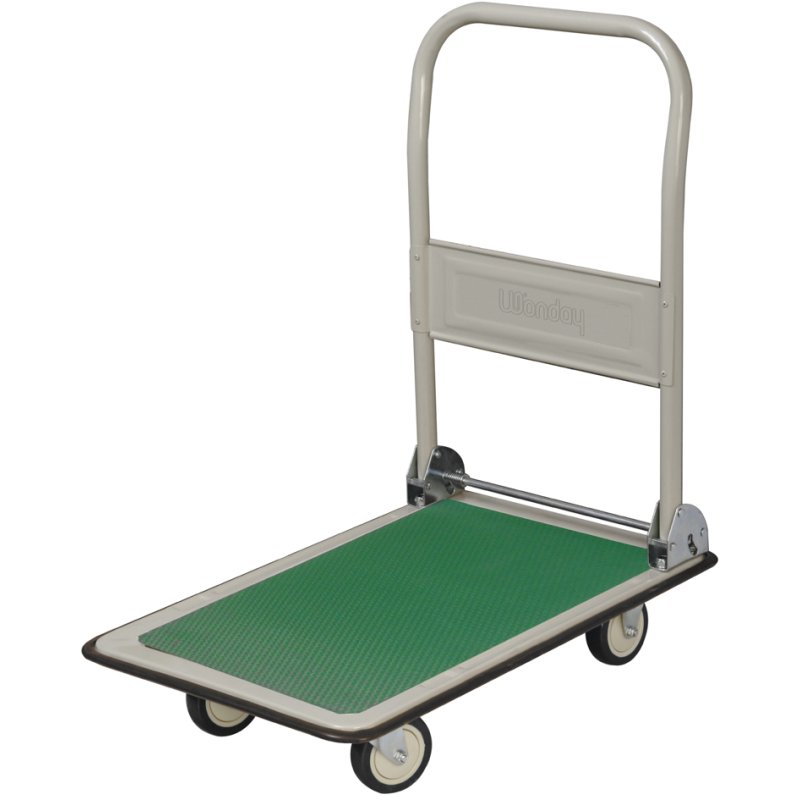 Wonday chariot de plateforme acier Cargo, capacité de charge 300 kg, poignée de poussée pliable, vert/gris