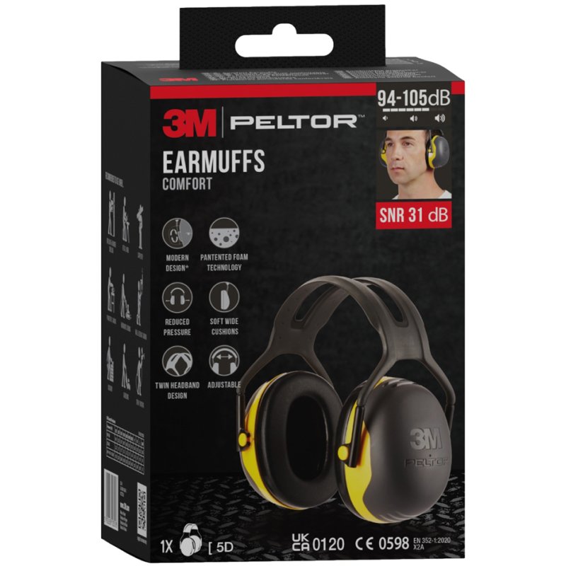 3M Peltor gehoorbescherming X2A, zwart/geel, SNR 31dB, hoofdbeugel