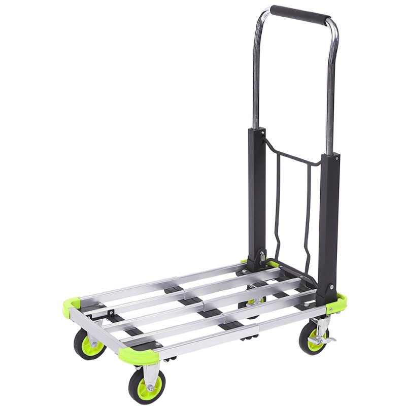 Won aluminium platform trolley, silver/black/green, foldable