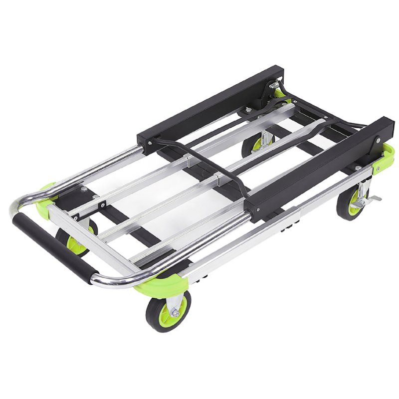 Won aluminium platform trolley, silver/black/green, foldable