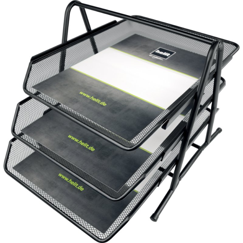 helit document tray set 'the bridge network', black, 3-piece, DIN A4–C4