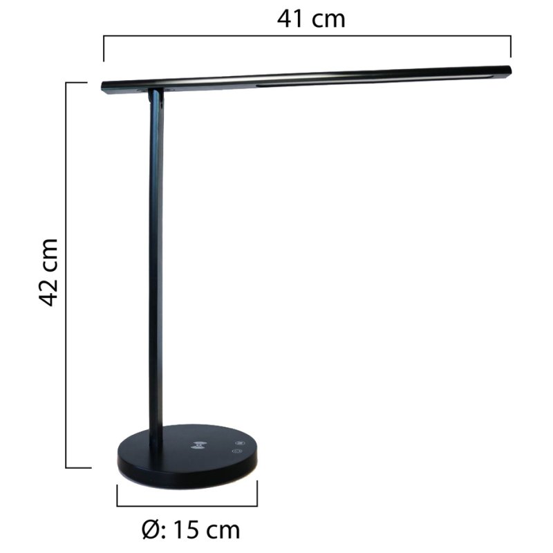 UNiLUX Lampe de bureau LED DIVA, dimmable, noir, fonction charge USB