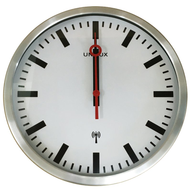 UNiLUX wall clock Station, silver, radio-controlled, 35 cm