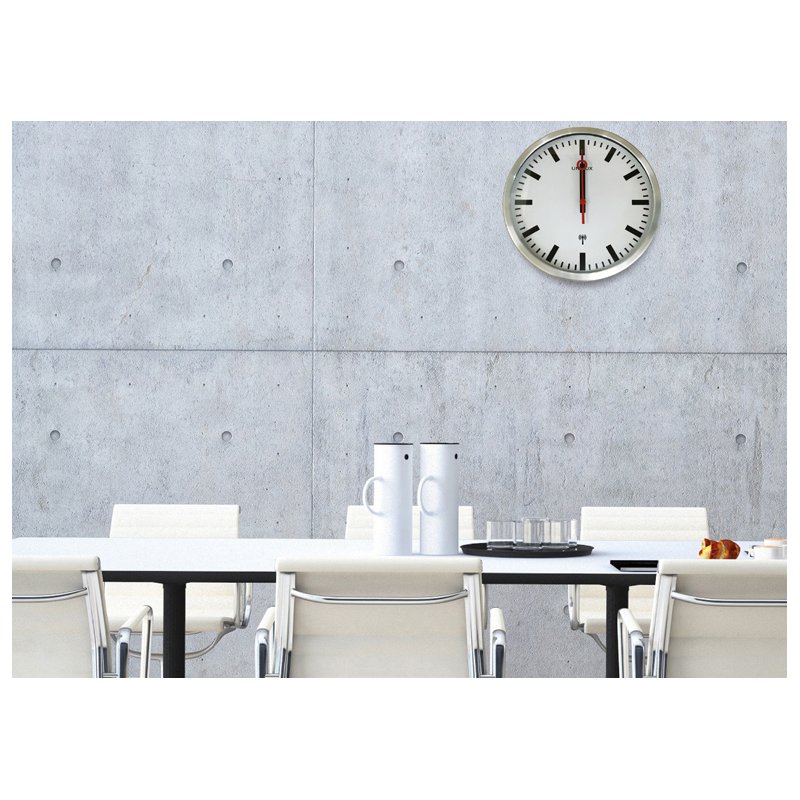 UNiLUX wall clock Station, silver, radio-controlled, 35 cm