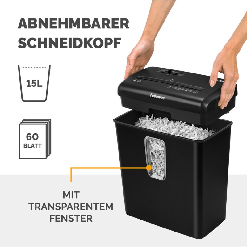 Fellowes destructeur de papier Powershred P-30C, noir, 4×34 mm, 15 litres