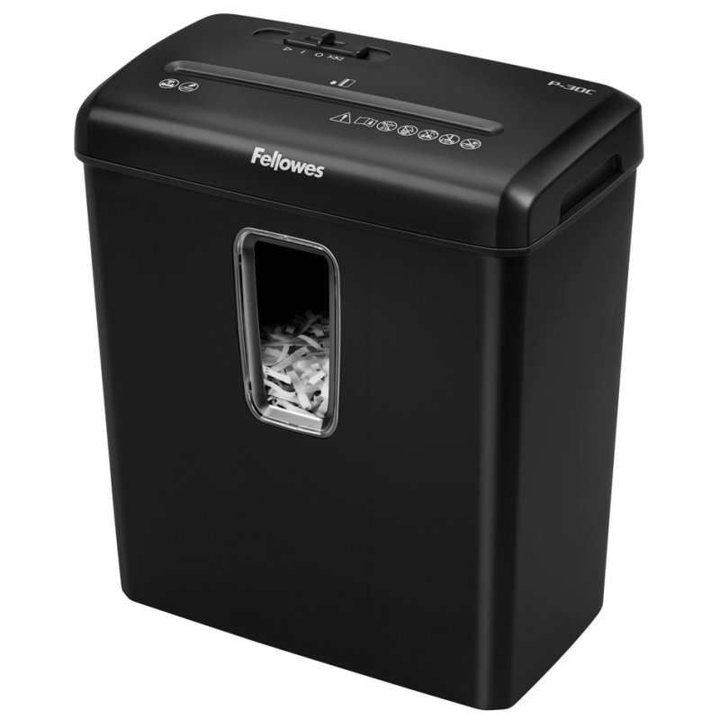 Fellowes Powershred P-30C paper shredder, black, 4×34 mm, 15 litres