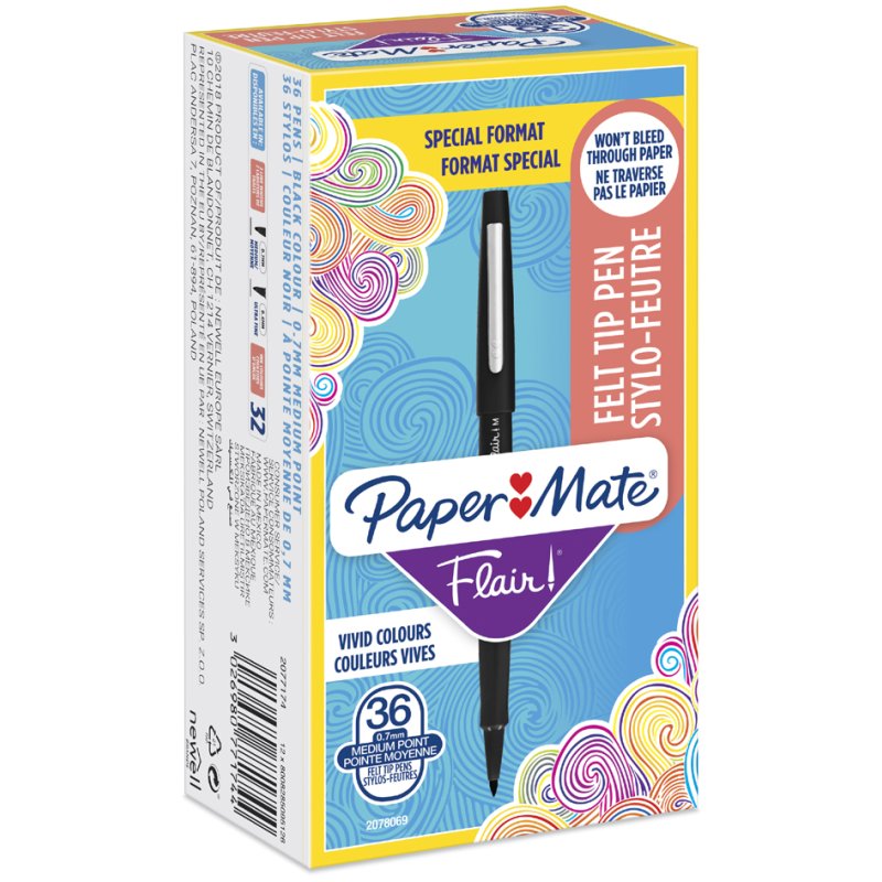 Paper Mate viltstiften Flair Original, blauw, 1,0 mm, 36 stuks