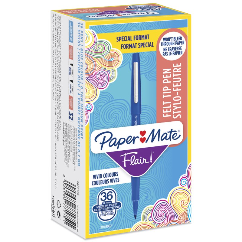 PAPER:MATE stylos-feutres Flair Original, noir, 1,0 mm, 36 pièces
