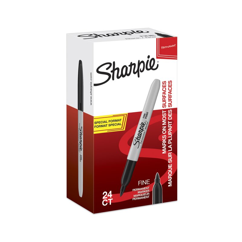 Sharpie permanente stiften FINE, zwart, fine punt, 24 stuks