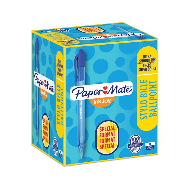 PAPER:MATE stylo à bille InkJoy 100 RT, bleu, 100 pièces