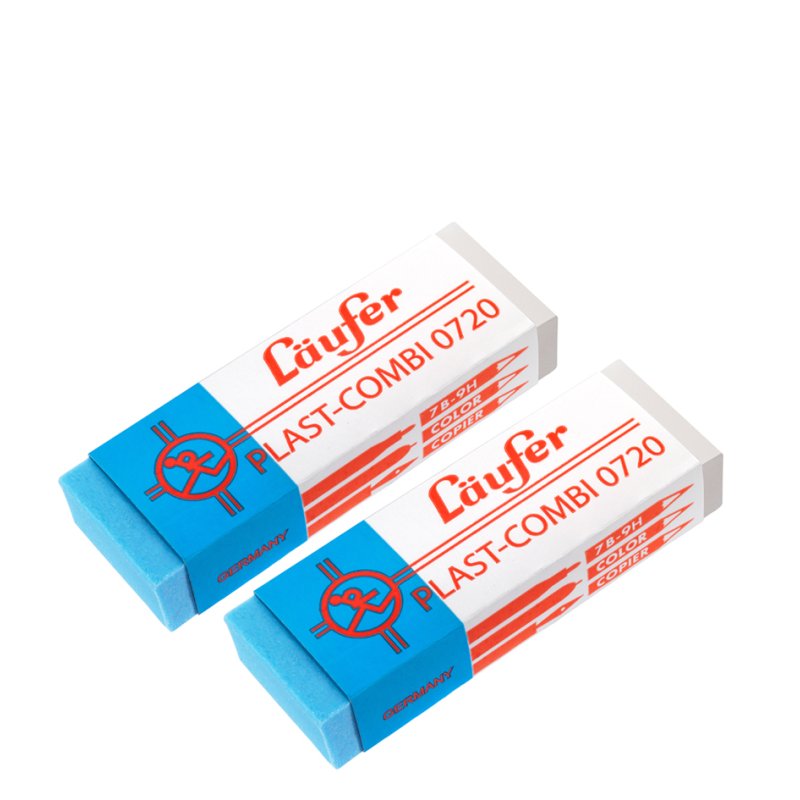 Läufer Plast Combi gomme plastique, bleu et transparent, 2 pièces
